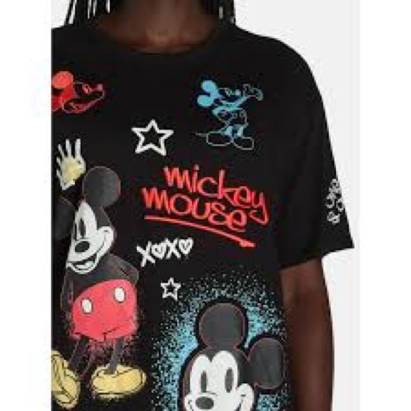 Disney Mickey Mouse Black Embroidered Graphic Tee Size Size XS Bloggers Fav - Picture 1 of 6